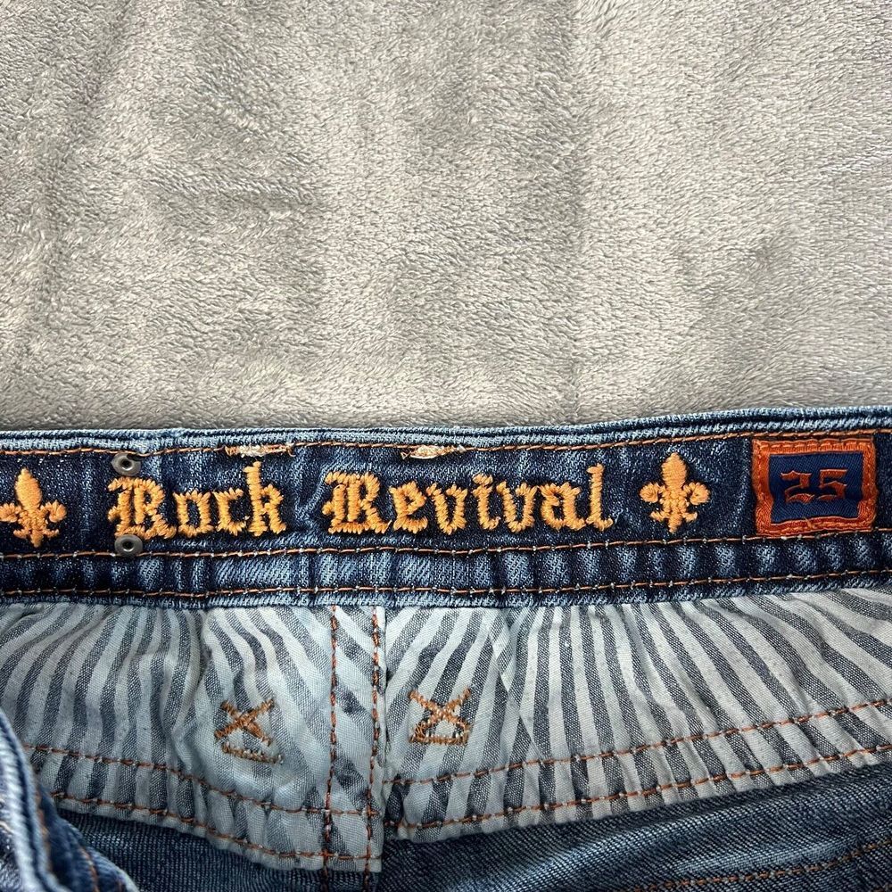 Rock Revival Shorts Womens 25  Blue Camila Easy Boot Frayed Jean Denim - Picture 8 of 13